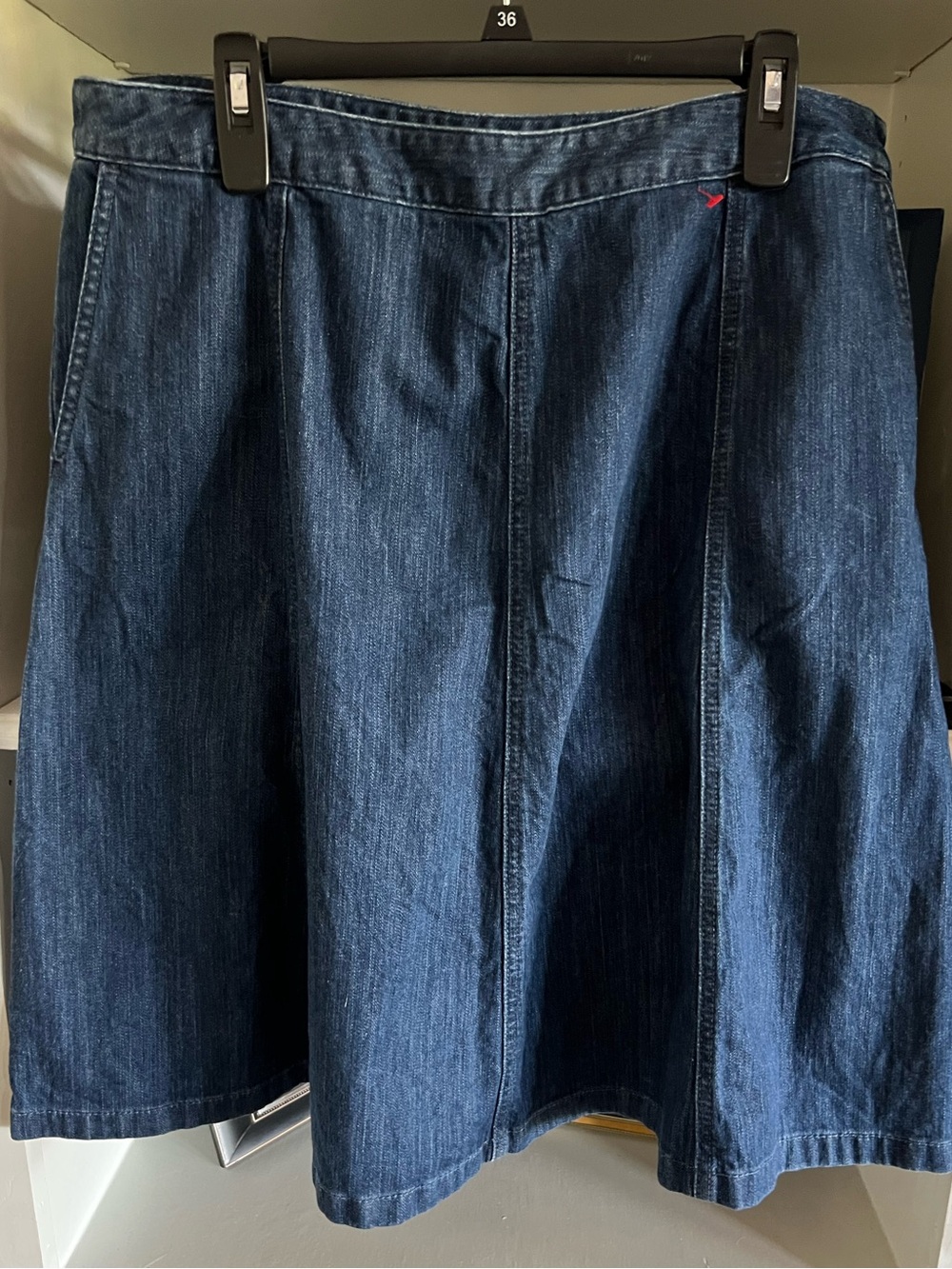 LL Bean Dark Blue Denim A-Line Skirt 16 2x